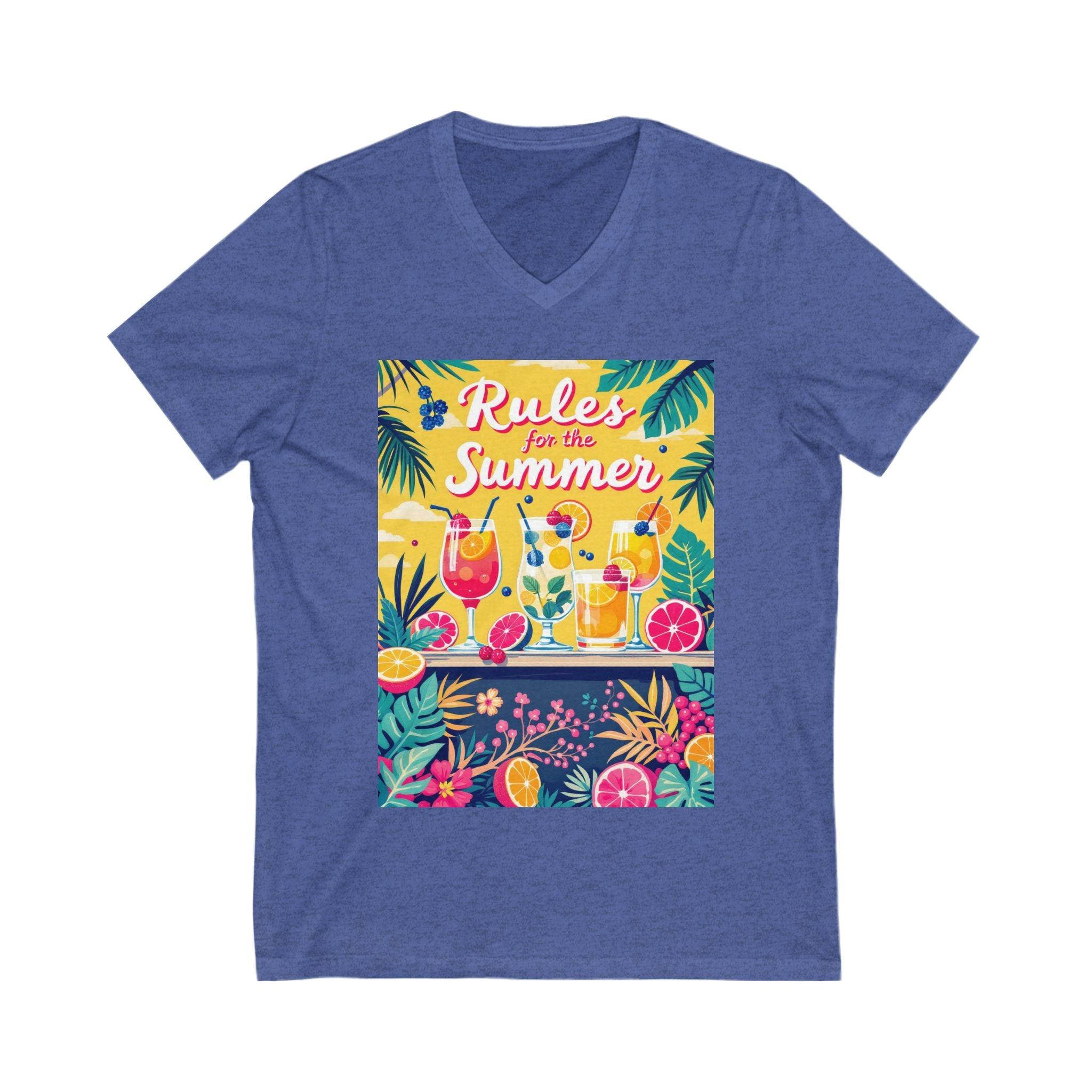 Summer Vibes Unisex V-Neck Tee - Rules For The Summer - Even Keel LLC