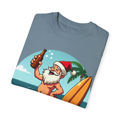 Santa Drinking Beer Surf Tropical Unisex T-Shirt for Fun - Even Keel LLC