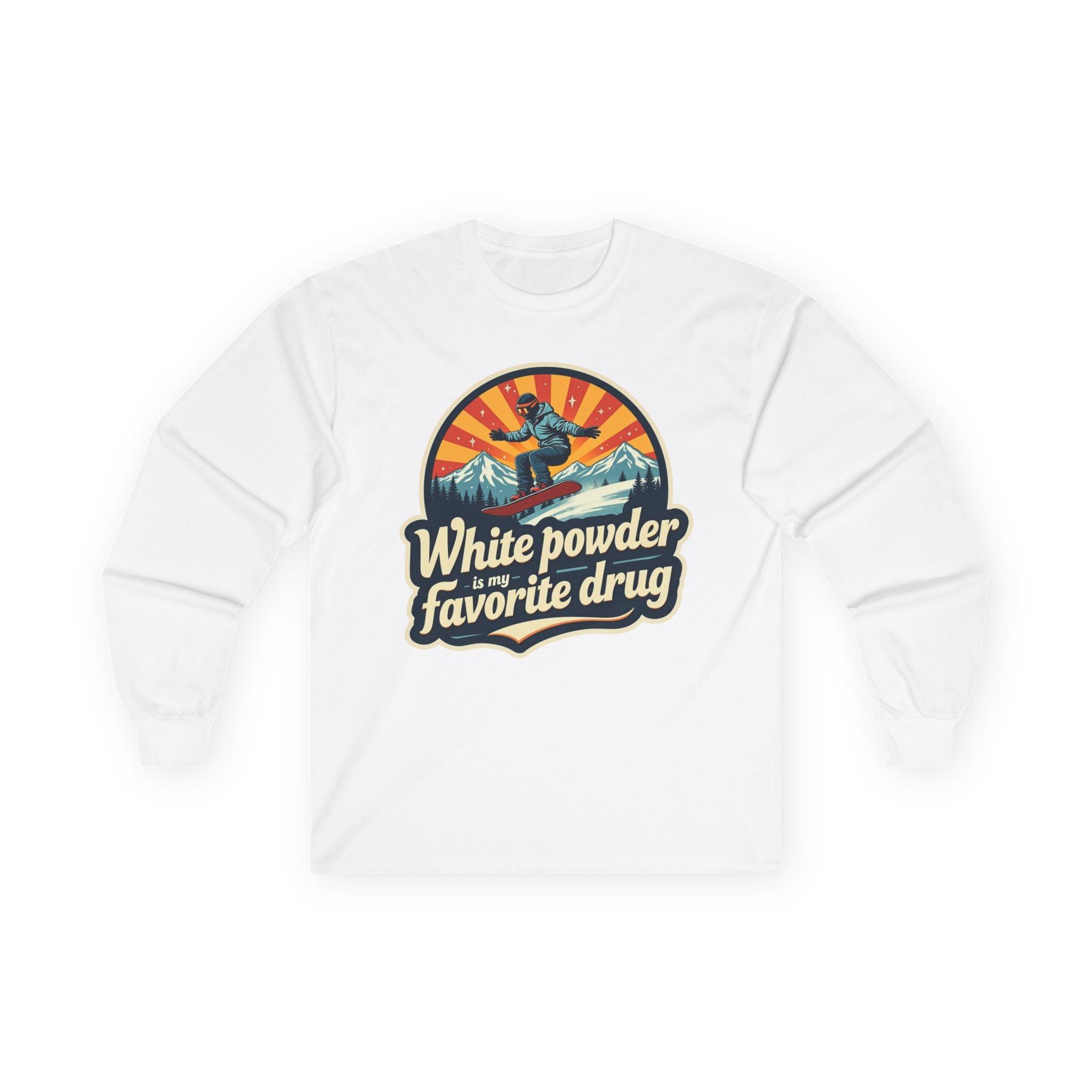 Unisex Long Sleeve Tee - White Powder Skiing Shirt - Even Keel LLC