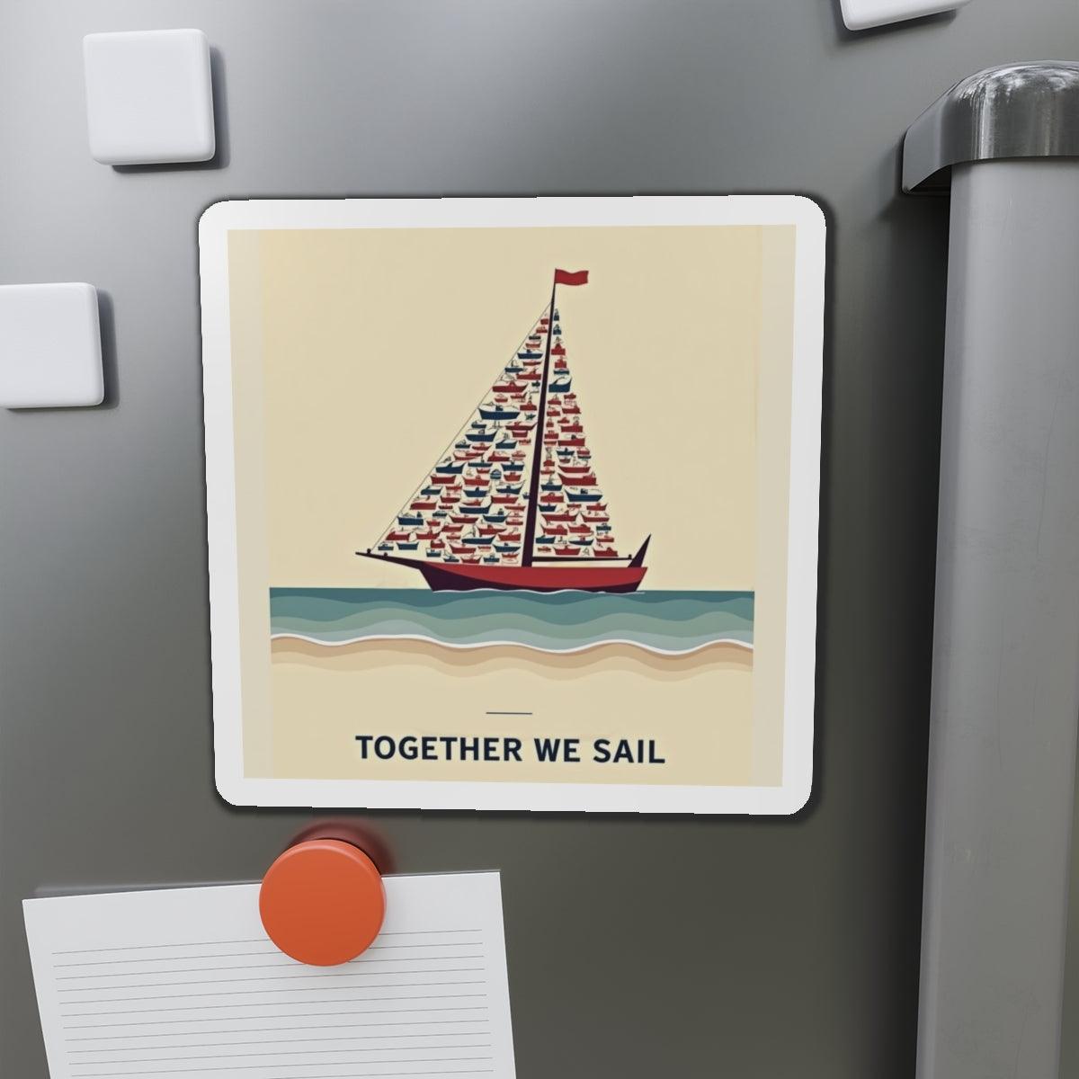 Together We Sail Magnet Custom Die-Cut Durable Design - Even Keel LLC