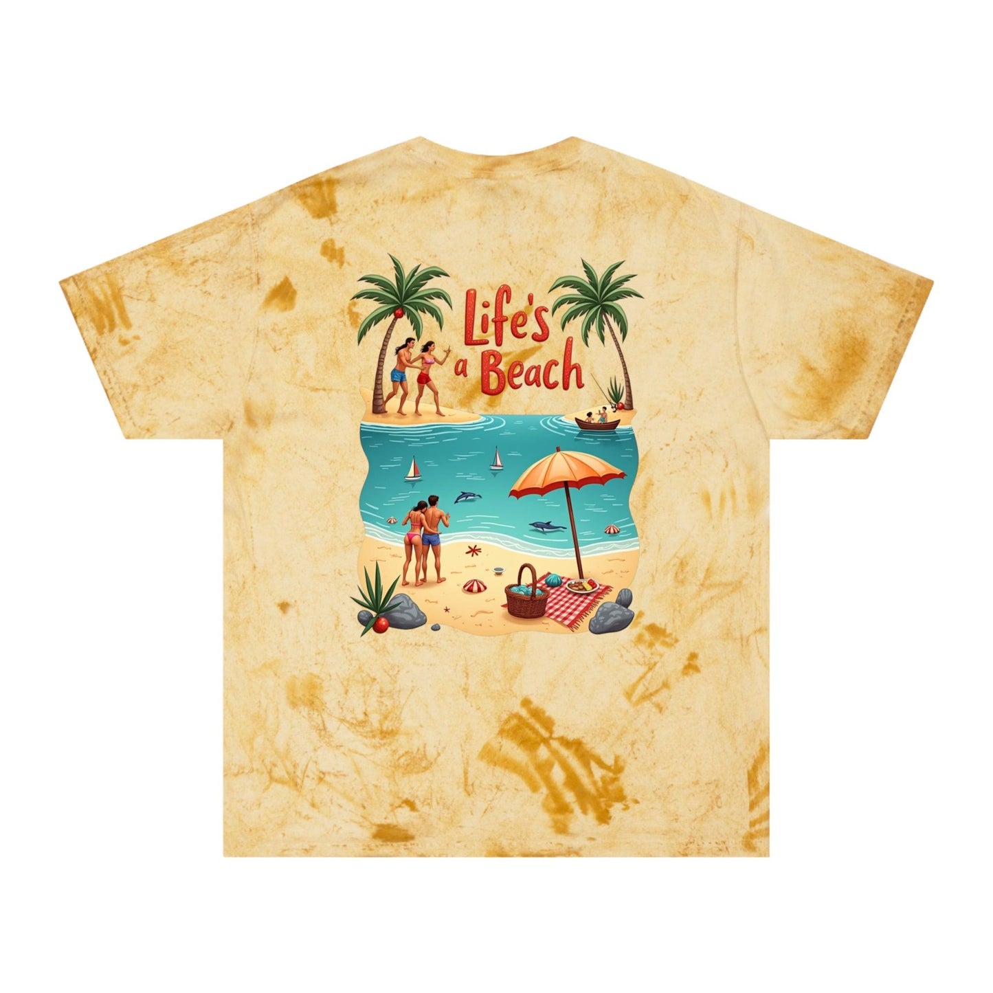 Life's a Beach - Unisex Color Blasted T-Shirt Double Sided - Even Keel LLC