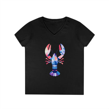 Colorful Lobster Ladies' V-Neck T-Shirt for Summer BBQs - Even Keel LLC