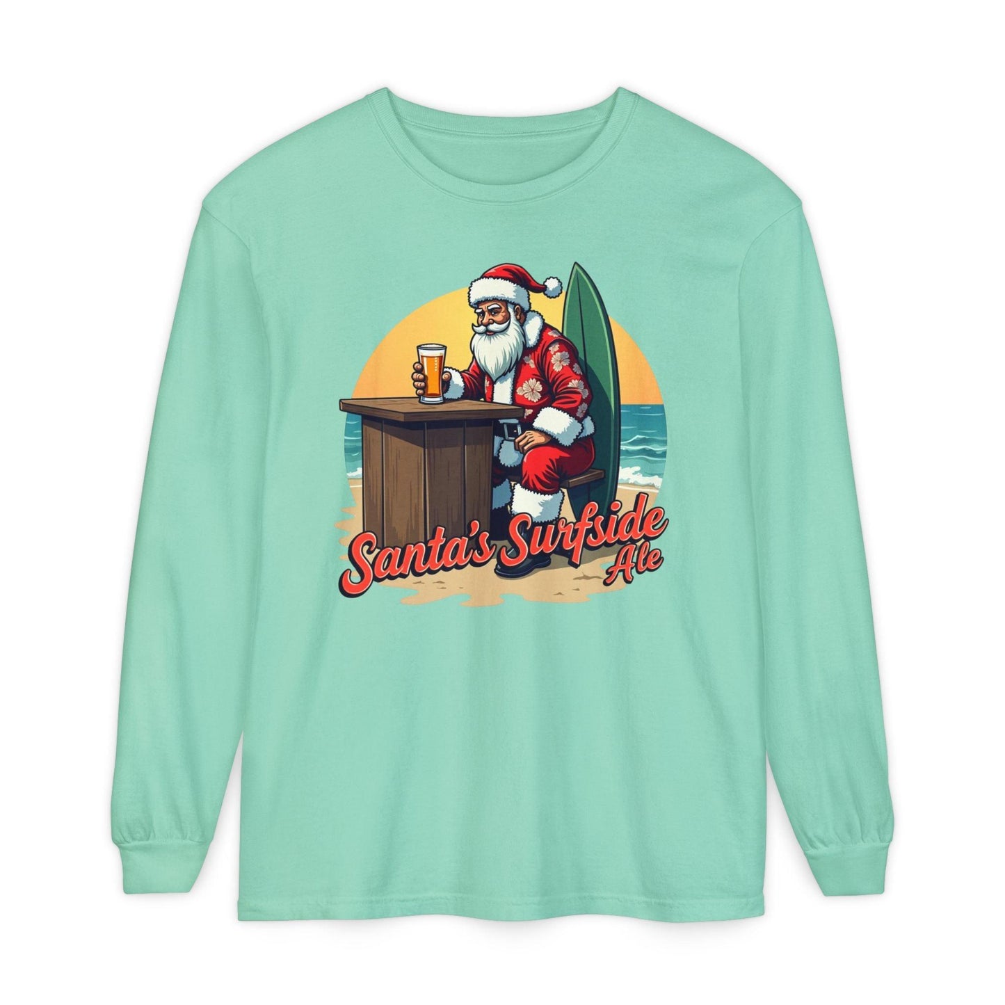 Surfside Santa Long Sleeve T-Shirt for Festive Comfort - Even Keel LLC