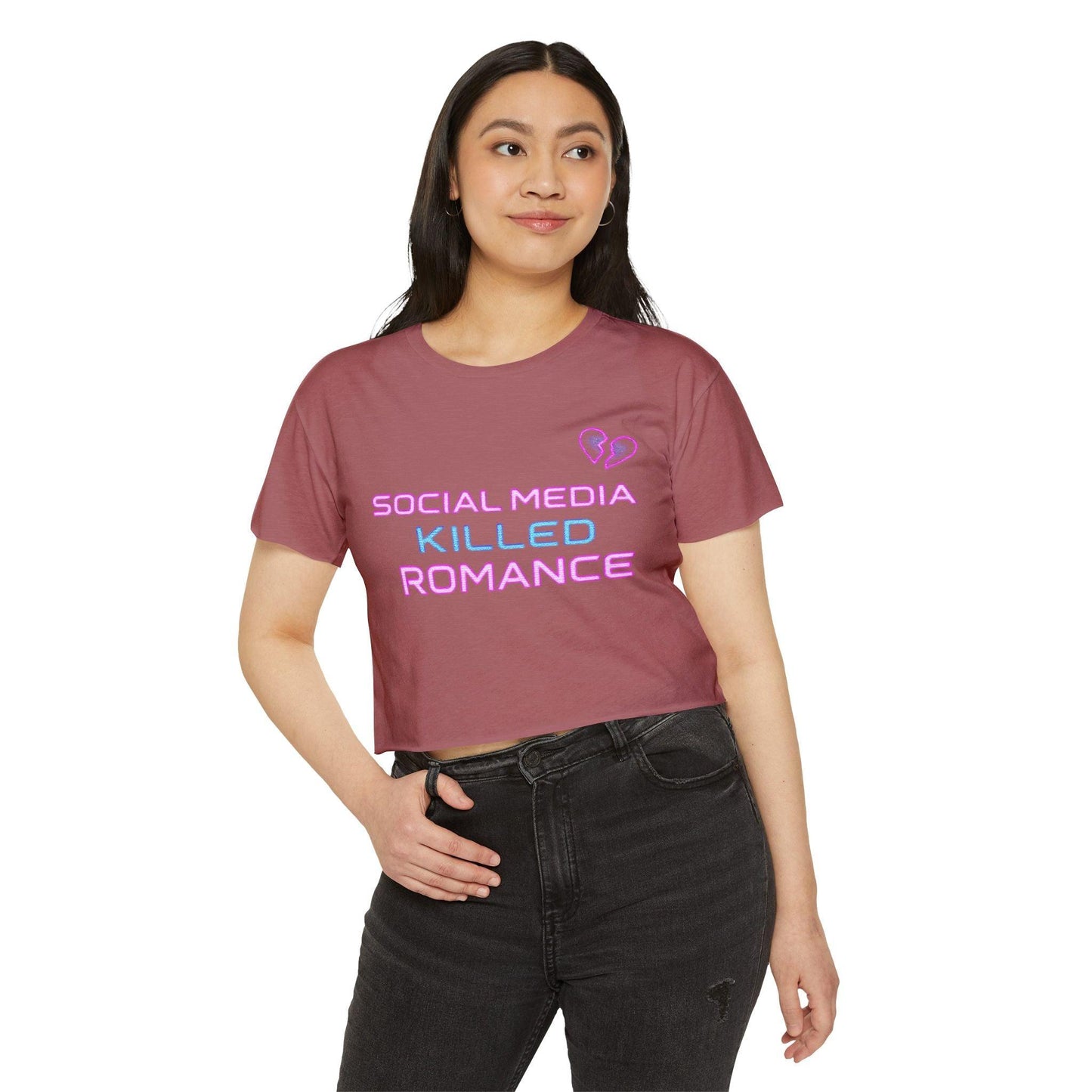 Crop Top - Social Media Killed Romance Women's Festival Clothing - Even Keel LLC