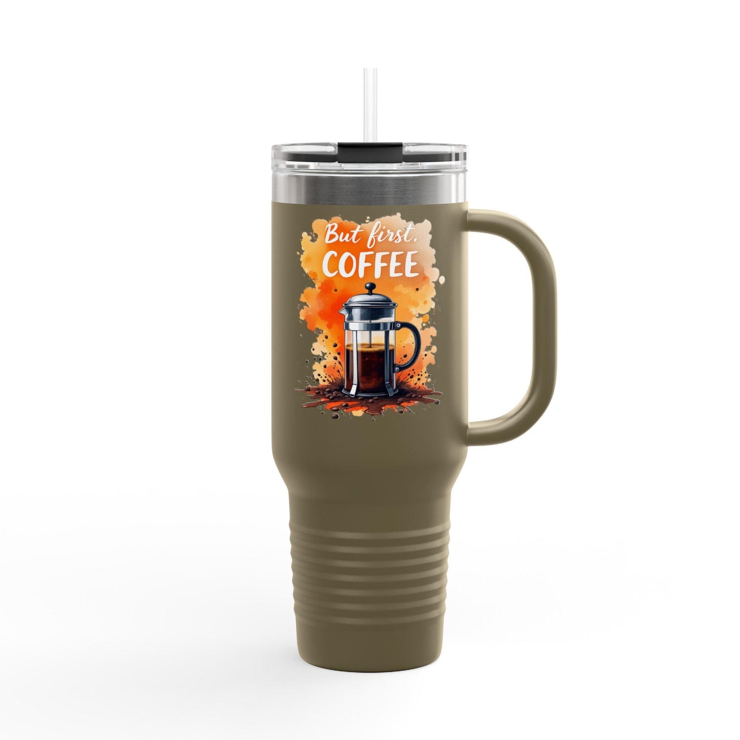 Travel Mug - But First Coffee 40oz Tumbler With Straw - Even Keel LLC