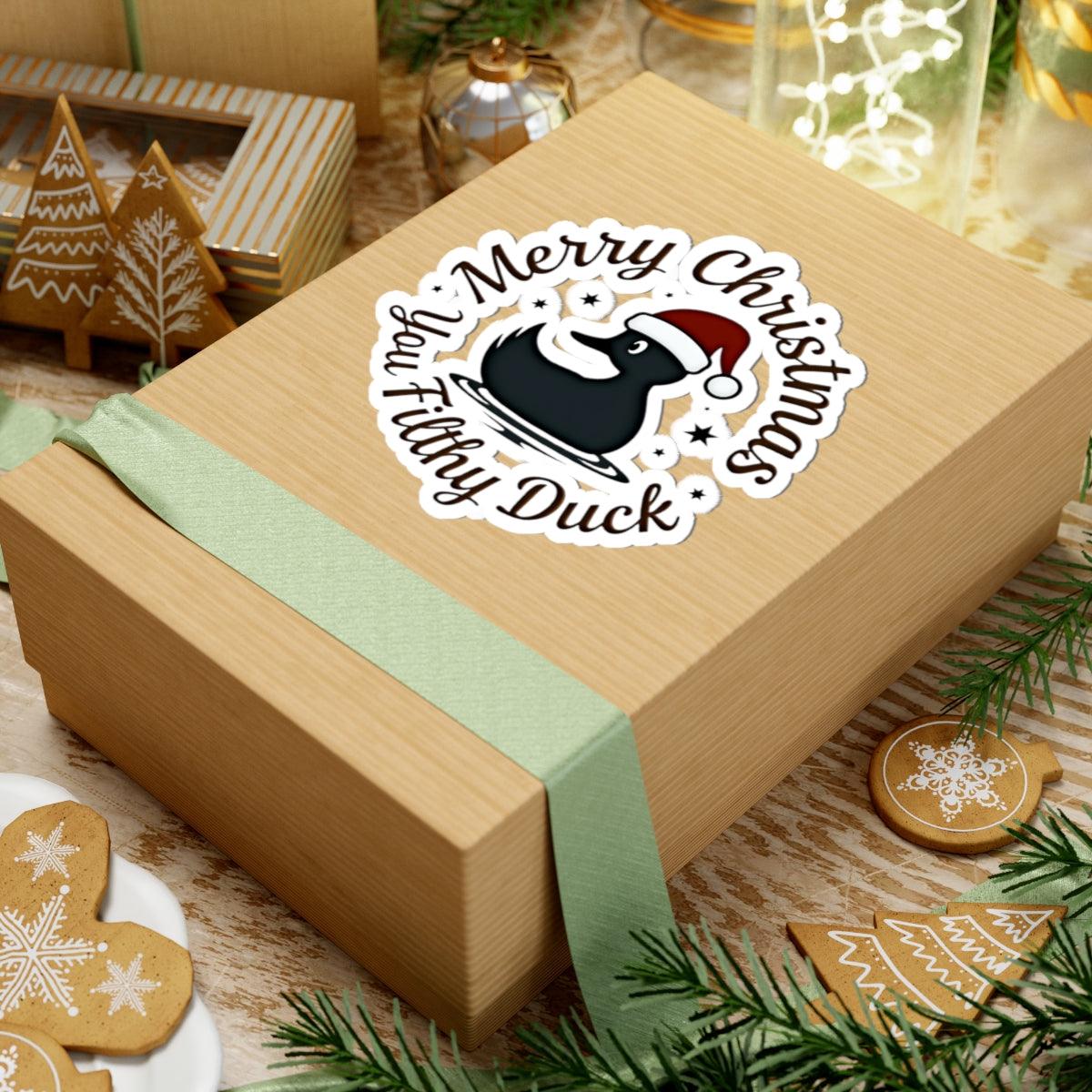 Merry Christmas Ya Filthy Duck Sticker for Fun Decor - Even Keel LLC