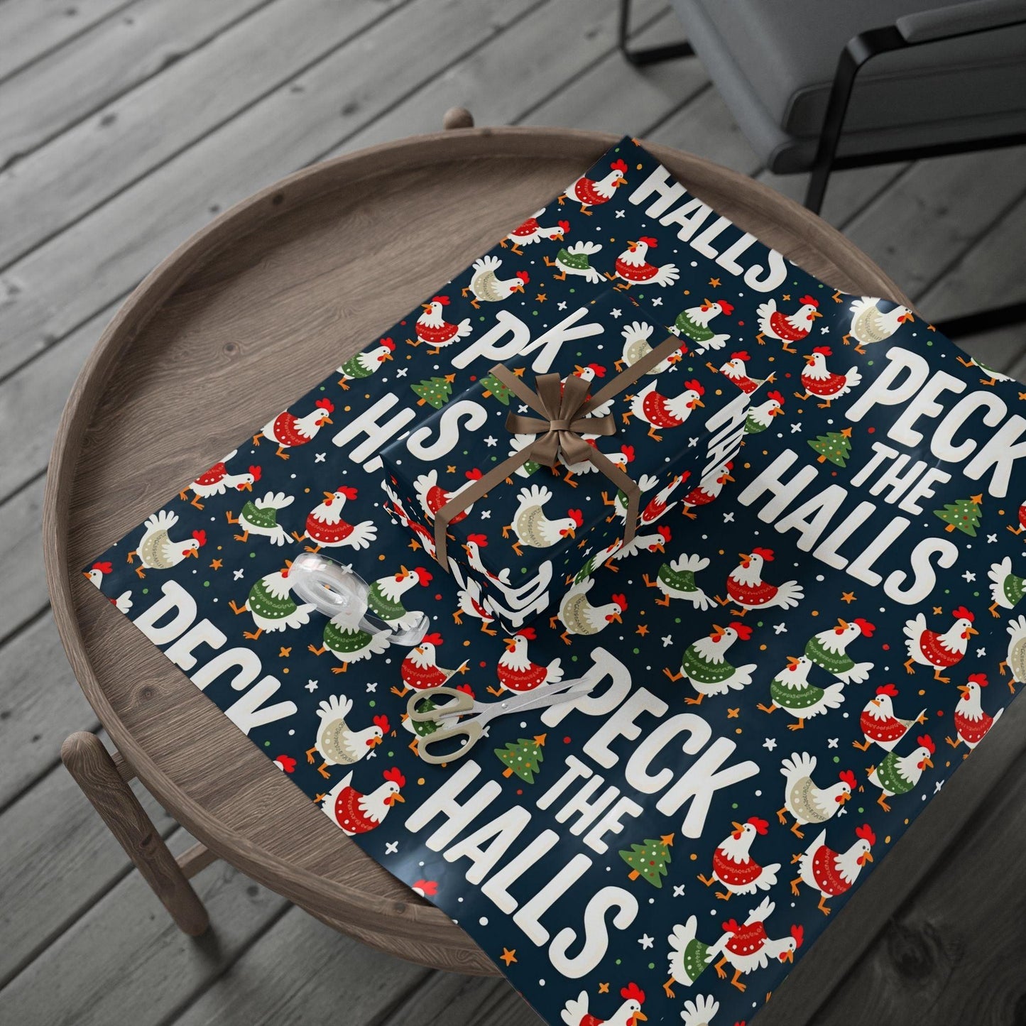 Peck the Halls Christmas Wrapping Papers Fun Gift Wrap - Even Keel LLC