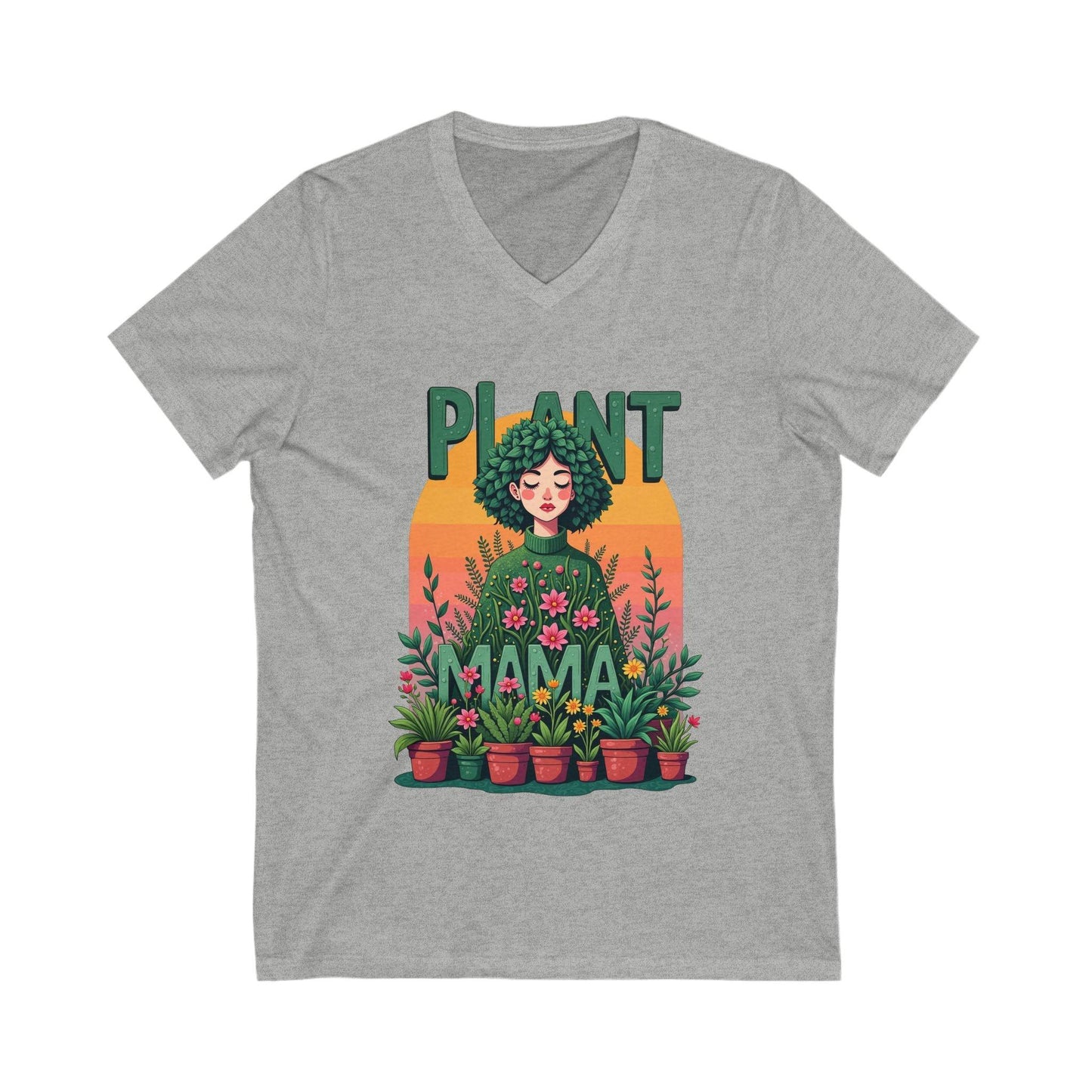 Plant Mama Short Sleeve V-Neck Tee for Casual Style - Even Keel LLC