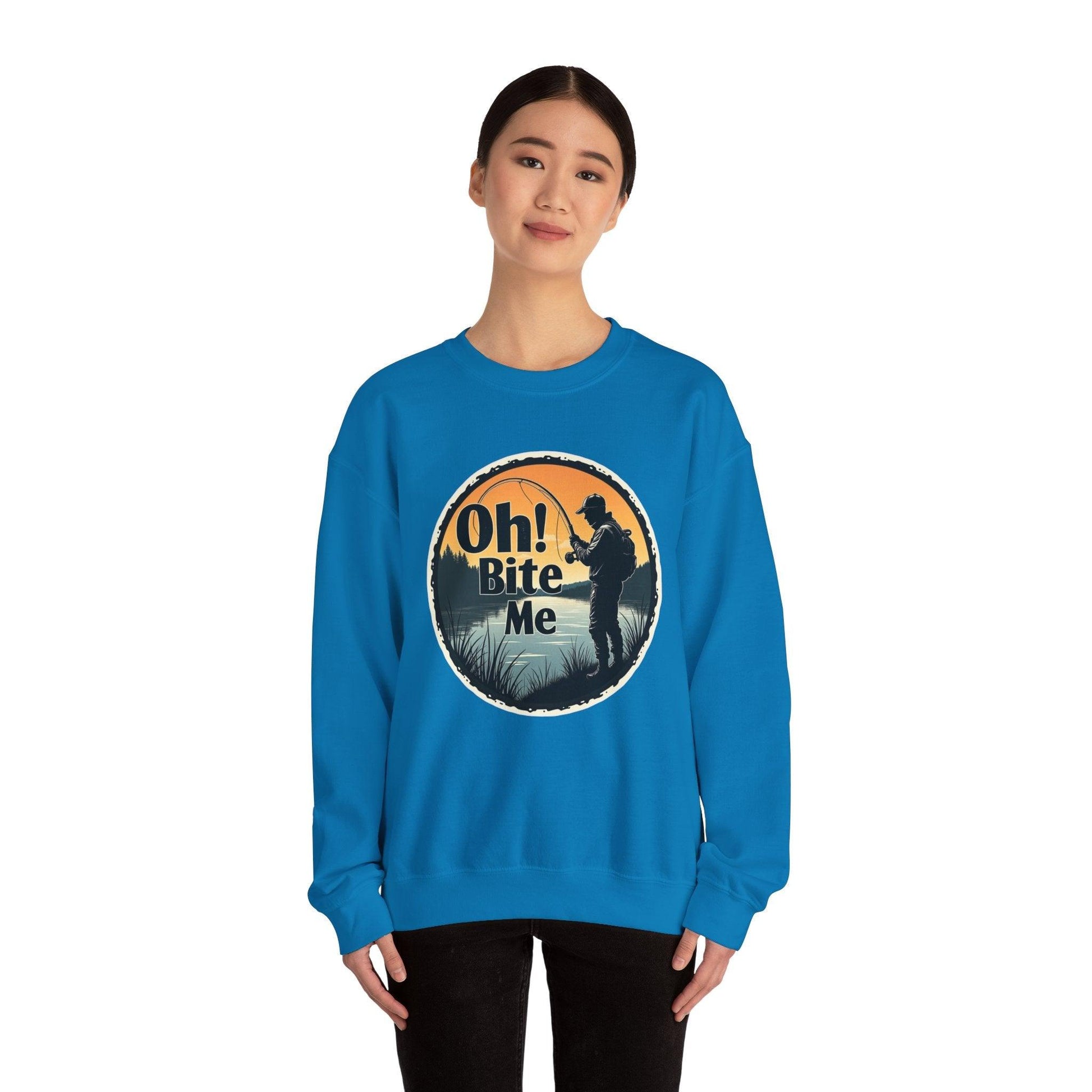 Oh Bite Me Fishing Crewneck Sweatshirt for Comfort and Style - Even Keel LLC