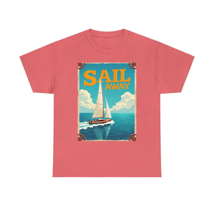 Sail Away Tee - Unisex Heavy Cotton for Ocean Lovers - Even Keel LLC