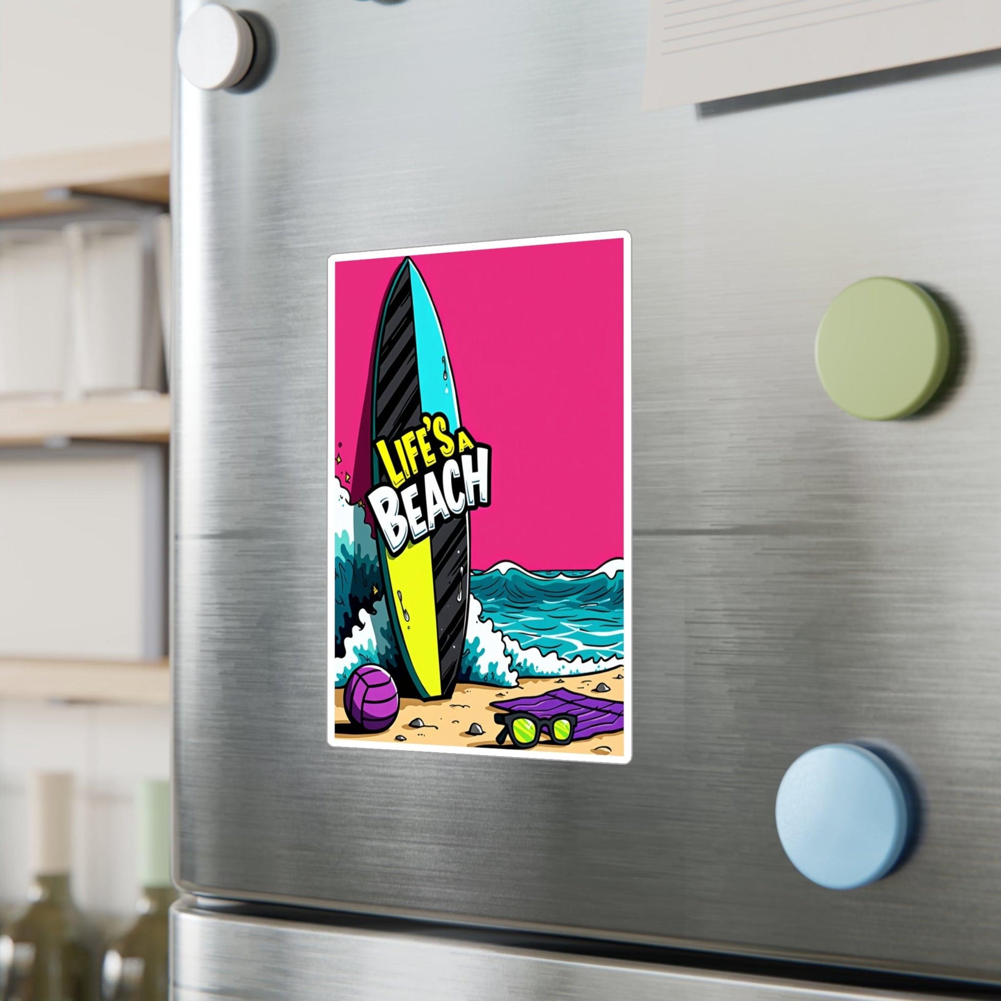 Retro Beach Kiss-Cut Decal for Laptops and Water Bottles - Even Keel LLC