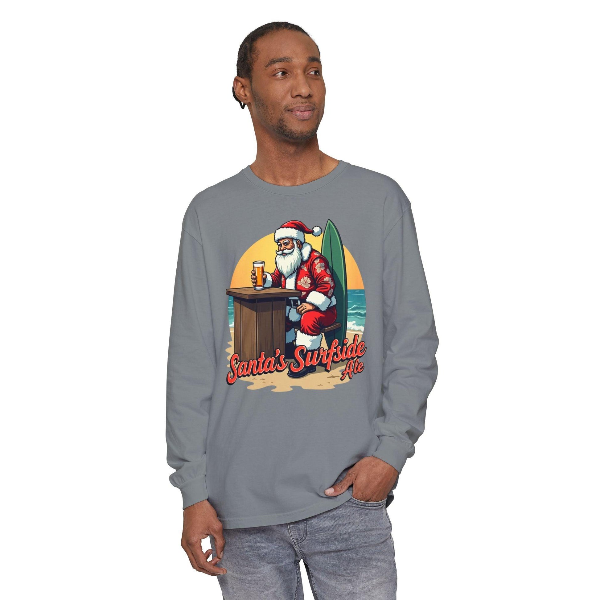 Surfside Santa Long Sleeve T-Shirt for Festive Comfort - Even Keel LLC