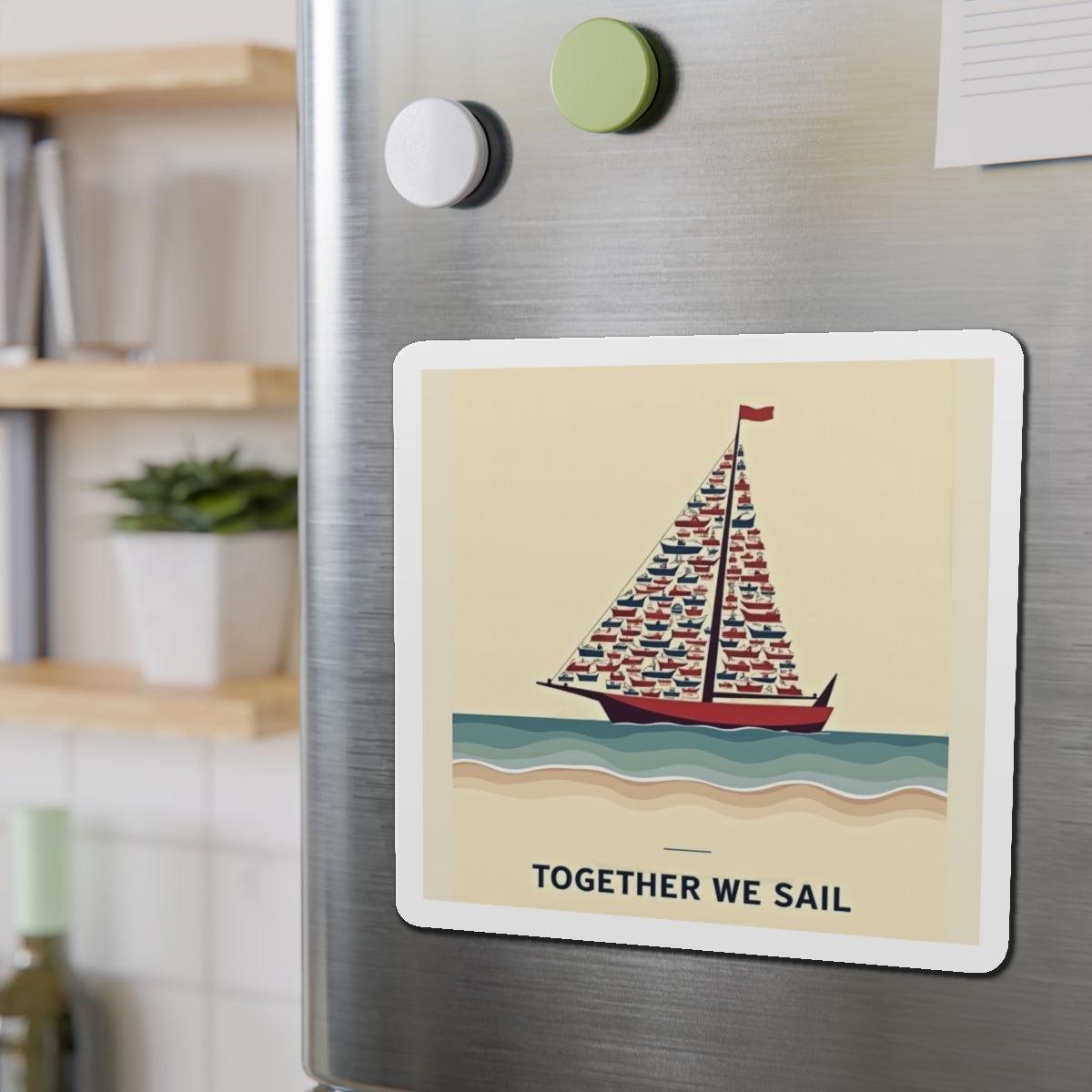 Together We Sail Magnet Custom Die-Cut Durable Design - Even Keel LLC