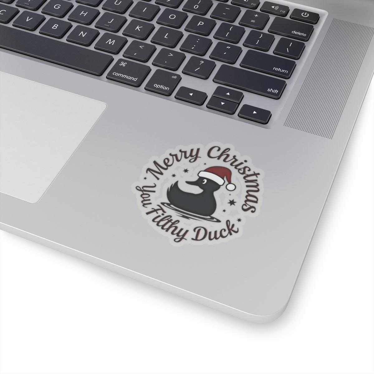 Merry Christmas Ya Filthy Duck Sticker for Fun Decor - Even Keel LLC