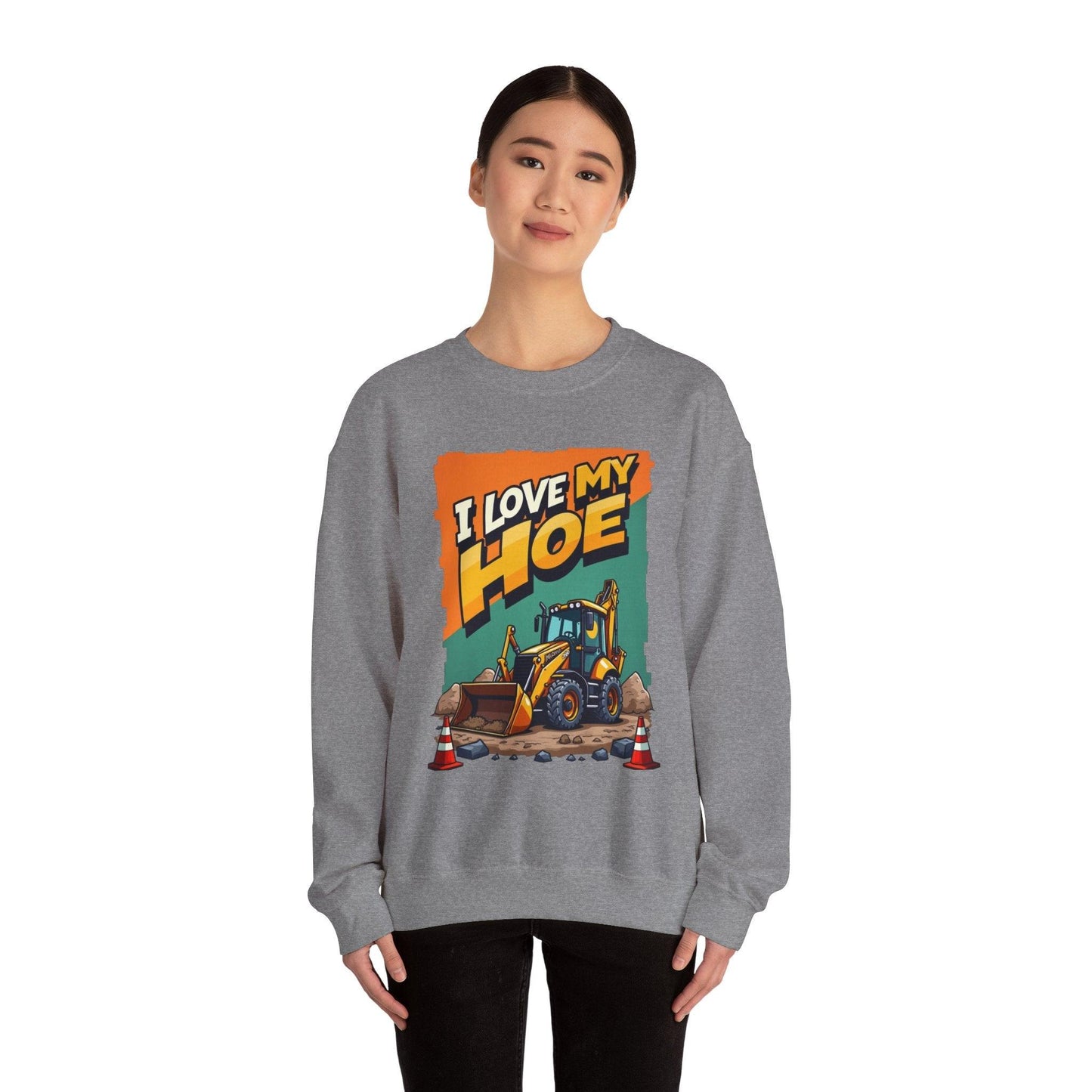 Crewneck Sweatshirt "I Love My Hoe" Backhoe Joke Gift - Even Keel LLC