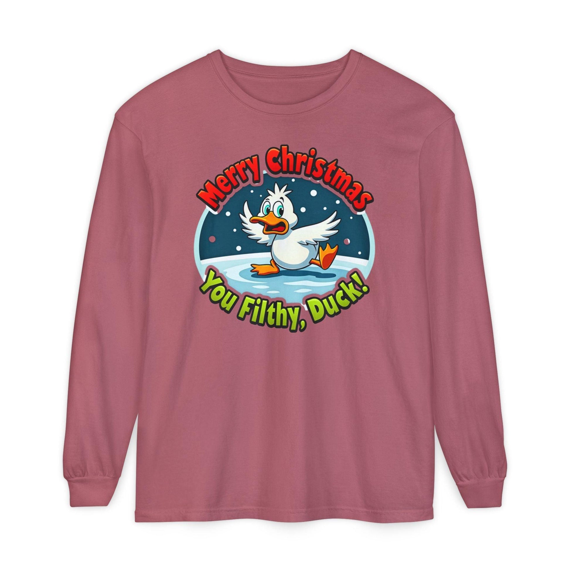 Christmas Filthy Duck Long Sleeve T-Shirt For Holiday Fun - Even Keel LLC