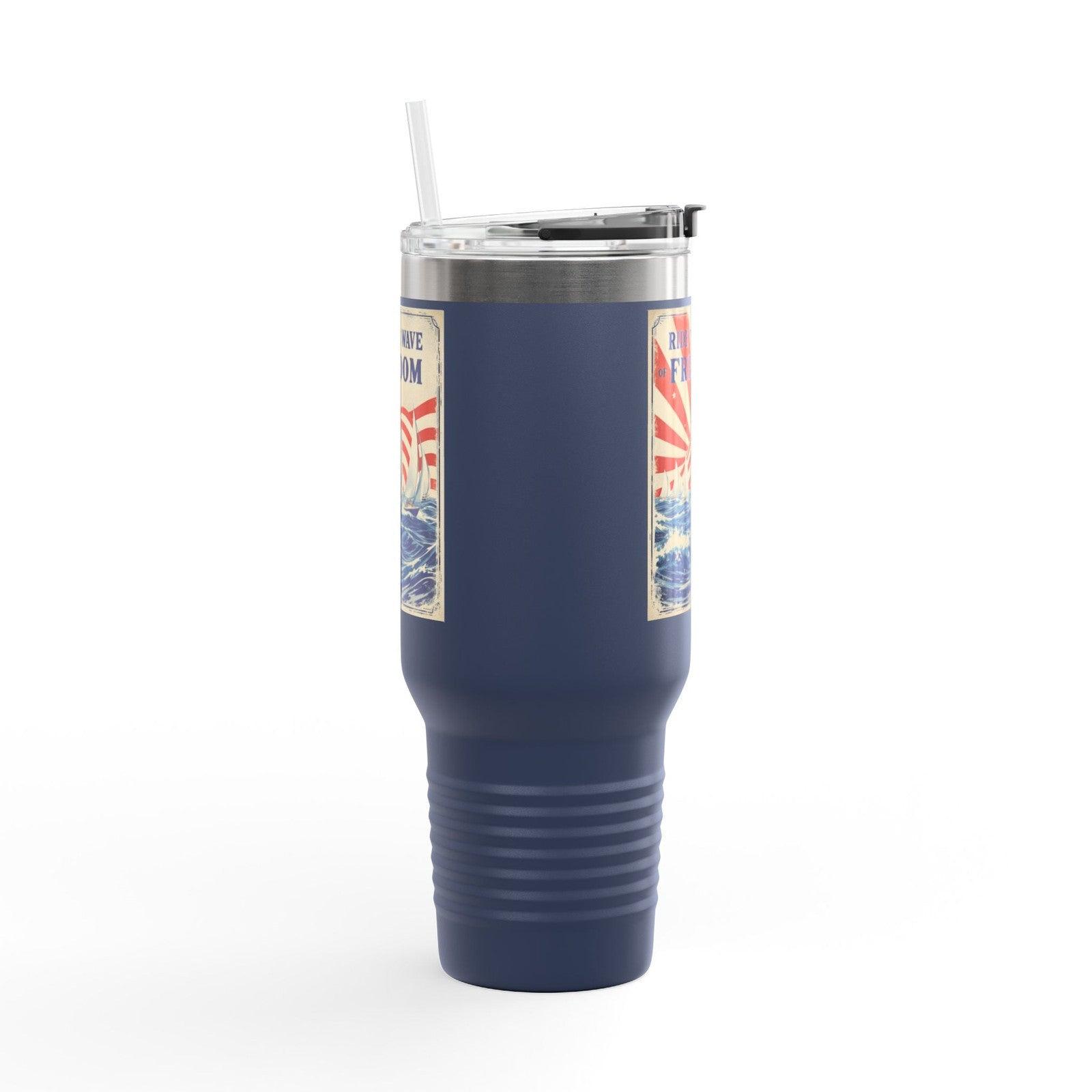 40oz Travel Mug - Ride The Wave Of Freedom Design - Even Keel LLC